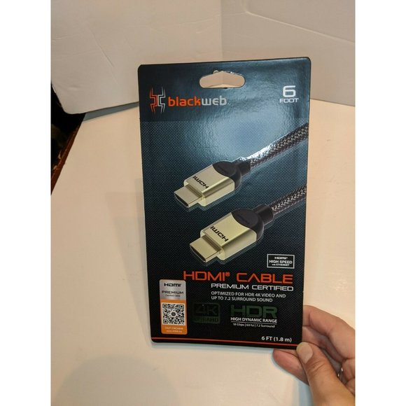 Blackweb 6 Foot High Speed HDMI Cable Premium Certified 4K UltraHD HDR New - Picture 2 of 4